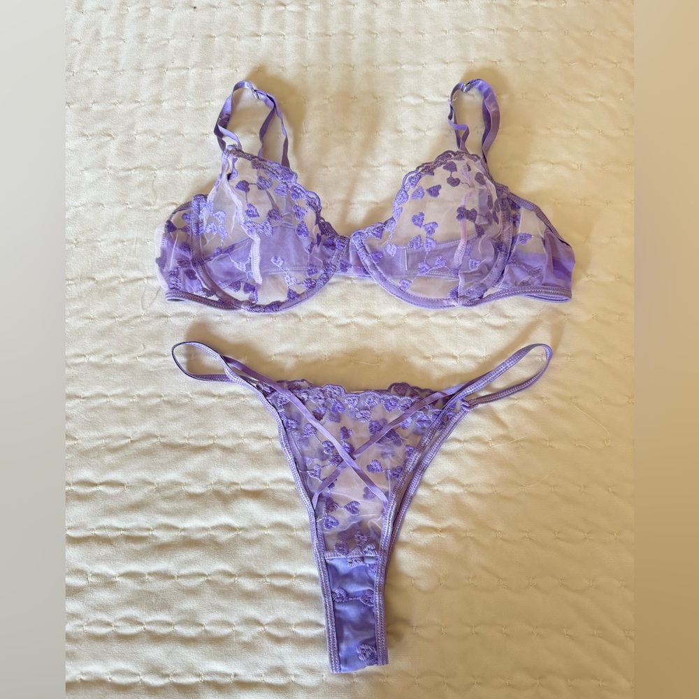 Lingerie for women Heart Embroidered Bow Front Mesh Lingerie Set Sleep & lounge